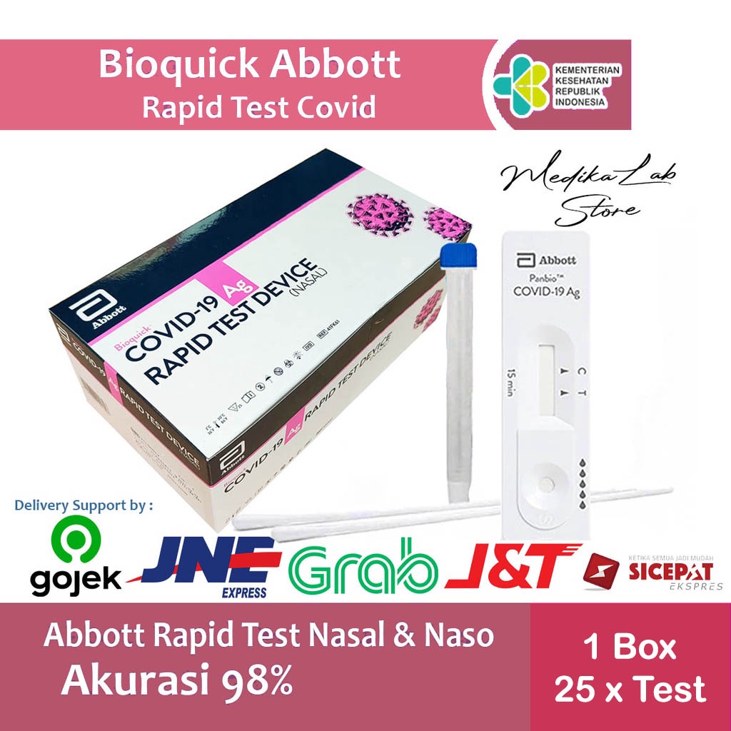 Abbott Bioquick Nasal Rapid Test Antigen 1 box (25set) | Medika Lab Original