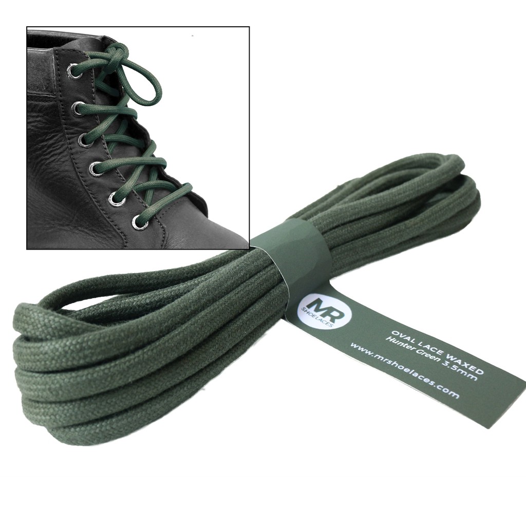 MR Shoelaces FC21 Hunter Green Tali Sepatu Lilin Oval 3.5mm (Waxed Laces) 50cm 100cm 120cm 150cm 200cm - Premium Shoelace - Hijau