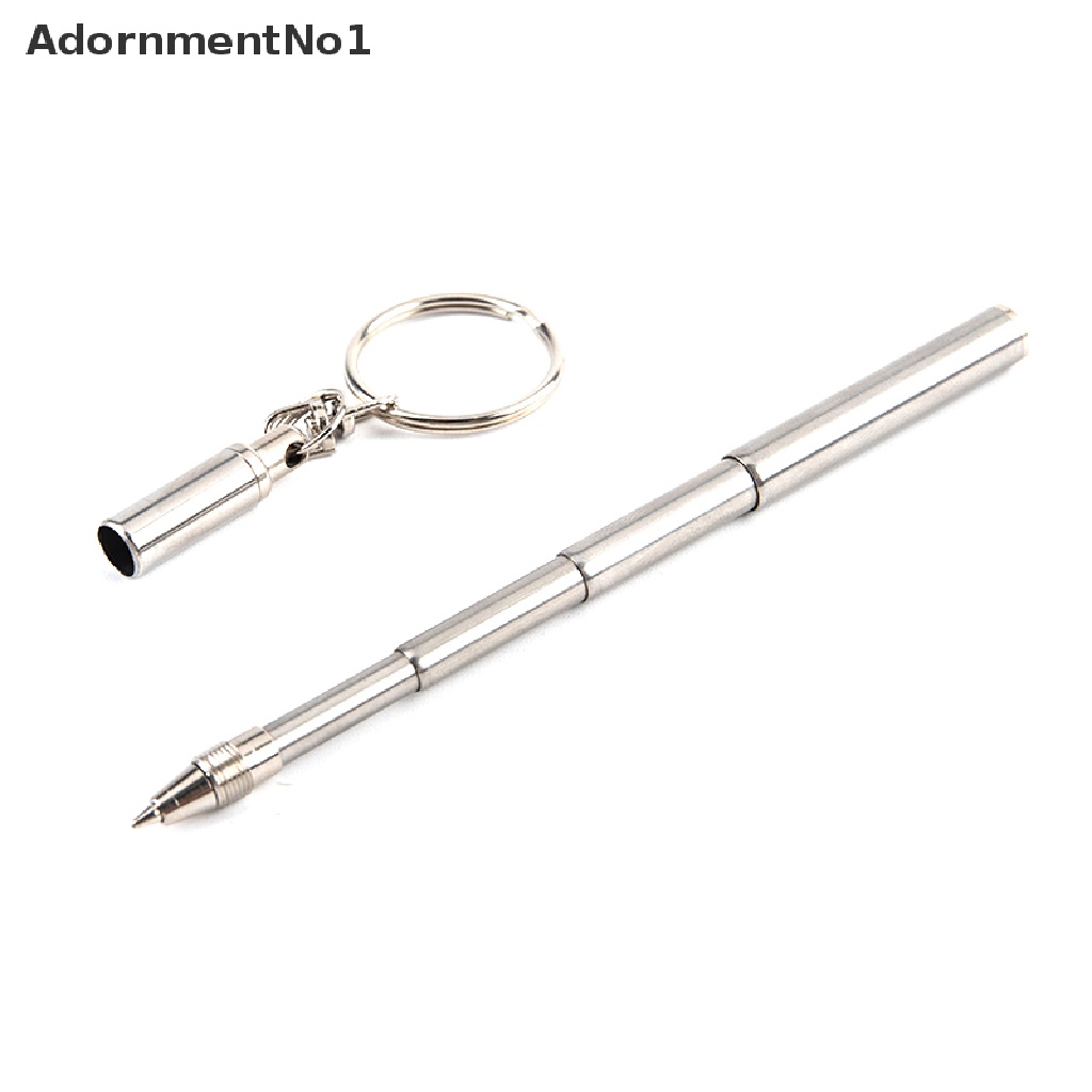 (AdornmentNo1) Gantungan Kunci Pena Teleskopik Portable Bahan Stainless Steel