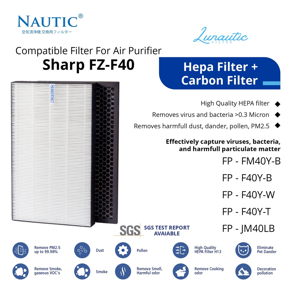 Sharp Replacement untuk Filter FZ-F40SFE  FP-FM40Y / FP-F40Y-B / FP-F40Y-W / FP-F40