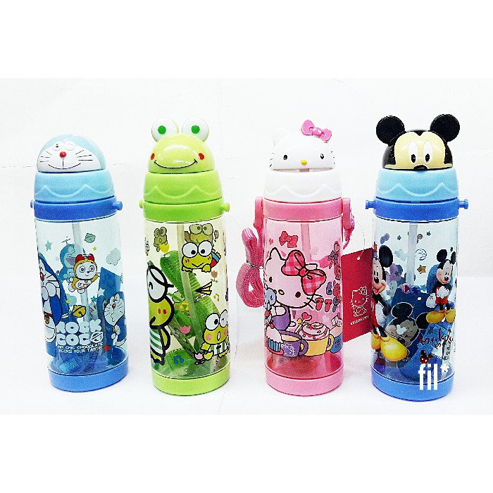 Mikusoo Botol Minum Sedotan Anak Karakter Kepala Mickey Keropi  Doraemon Kitty