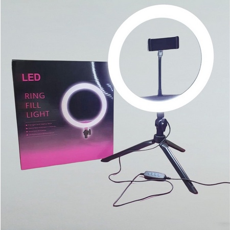 Ring Light Led 26cm + Tripod Selfie Make Up Live Vlog Lampu - Accplus