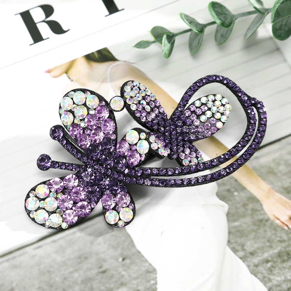 Korean Crystal Diamond Butterfly Hair Clip Fashion Retro Hairpin Women Hair Accessories