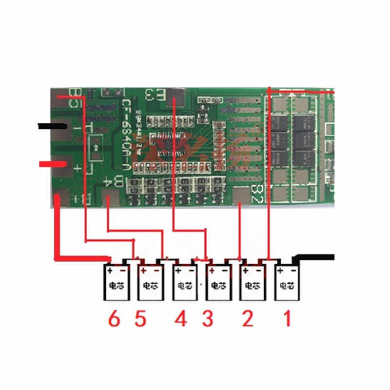 Lithium battery 18650 protection integrated BMS 6 strings 20A 24V(072)