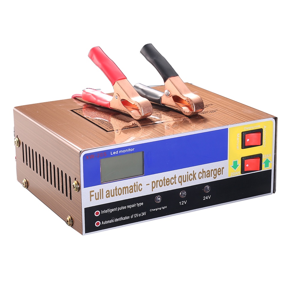 VENUS Charger Aki Mobil Full Automatic Protect Quick Charger 12/24V 100AH with LCD - XW-20S - Golden