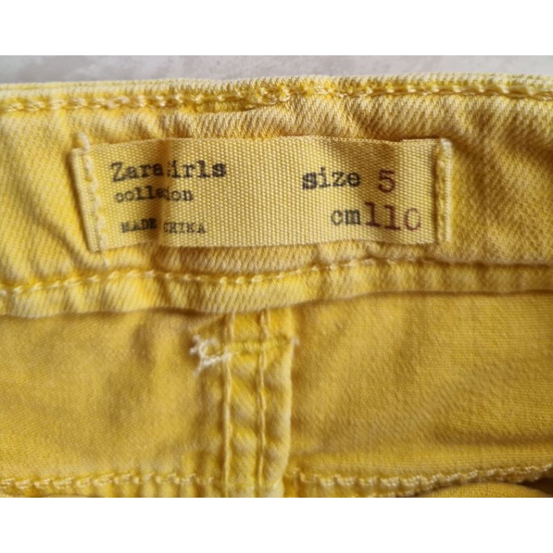 Zara Girls Frayed Jeans Mustard