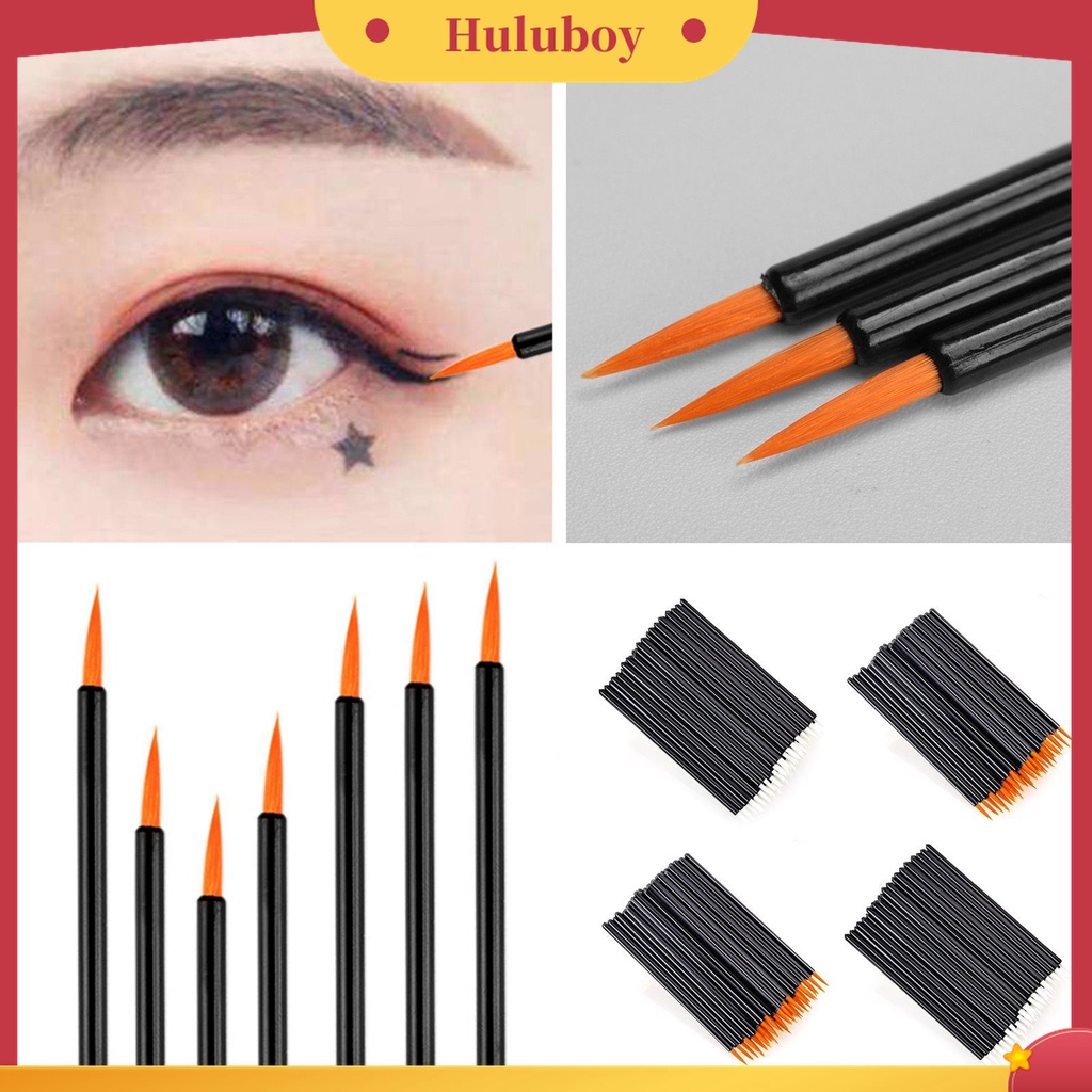 Huluboy Huluboy♡ 50pcs / Set Brush Eyeliner Sekali Pakai Bahan PP Untuk Makeup