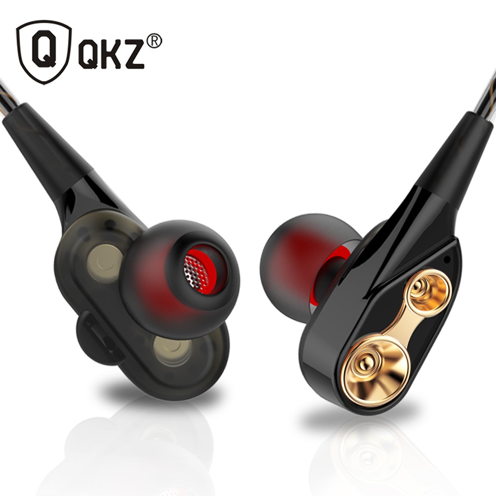 QKZ Dual Driver Earphone HiFi Dengan Mic - QKZ-CK8 - Black