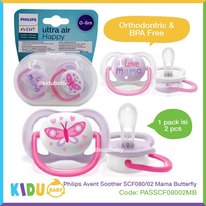 Philips Avent Soother SCF080/02 Mama Butterfly Empeng Bayi Kidu Baby