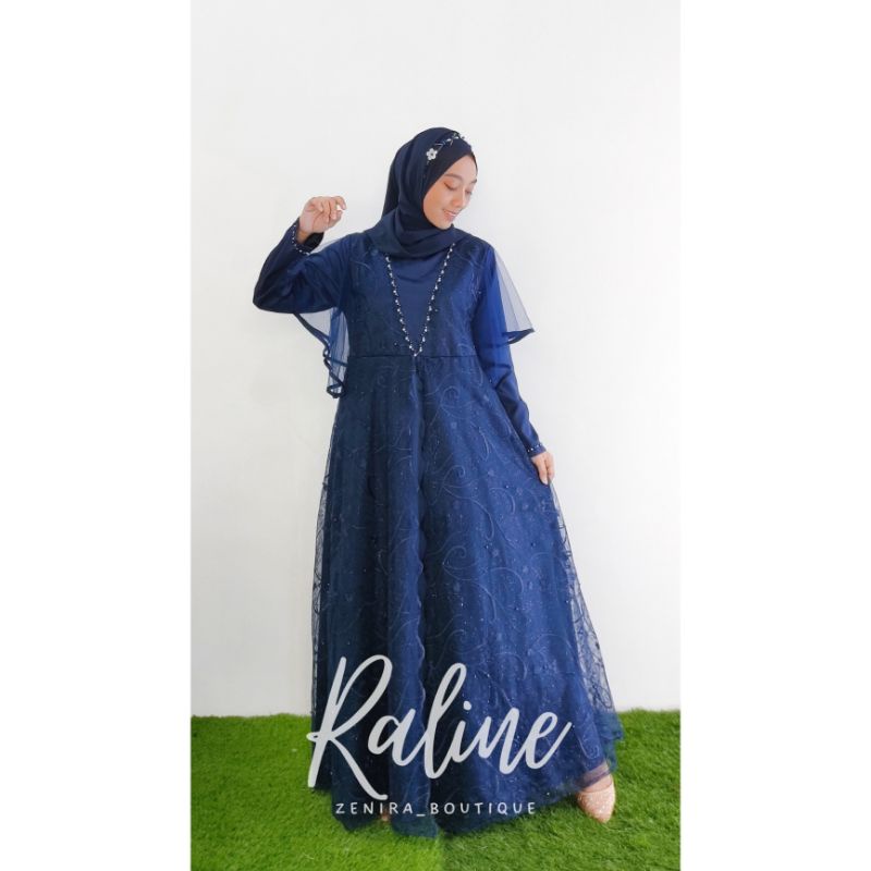 RALINE GAUN PESTA / Full Tulle bordir aplikasi payet / baju kondangan / wisuda / bridesmaids