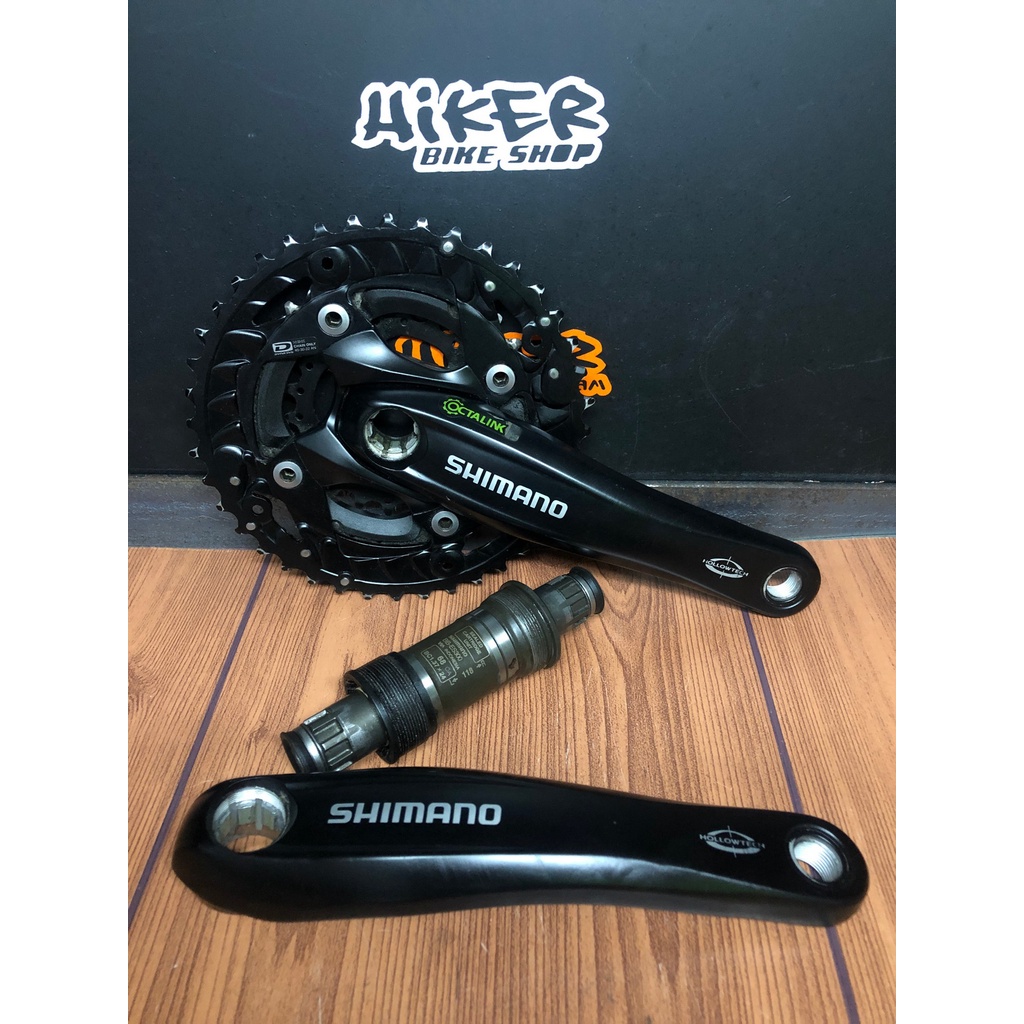 crank mtb seli sepeda lipat shimano deore m532 bb octalink panjang 118 3speed 40-30-22 panjang arm 1