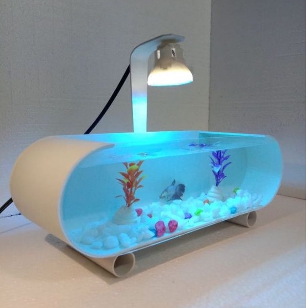 AQUARIUM /AKUARIUM MINI IKAN HIAS FULLSET LAMPU LED DAN ACCESORIES