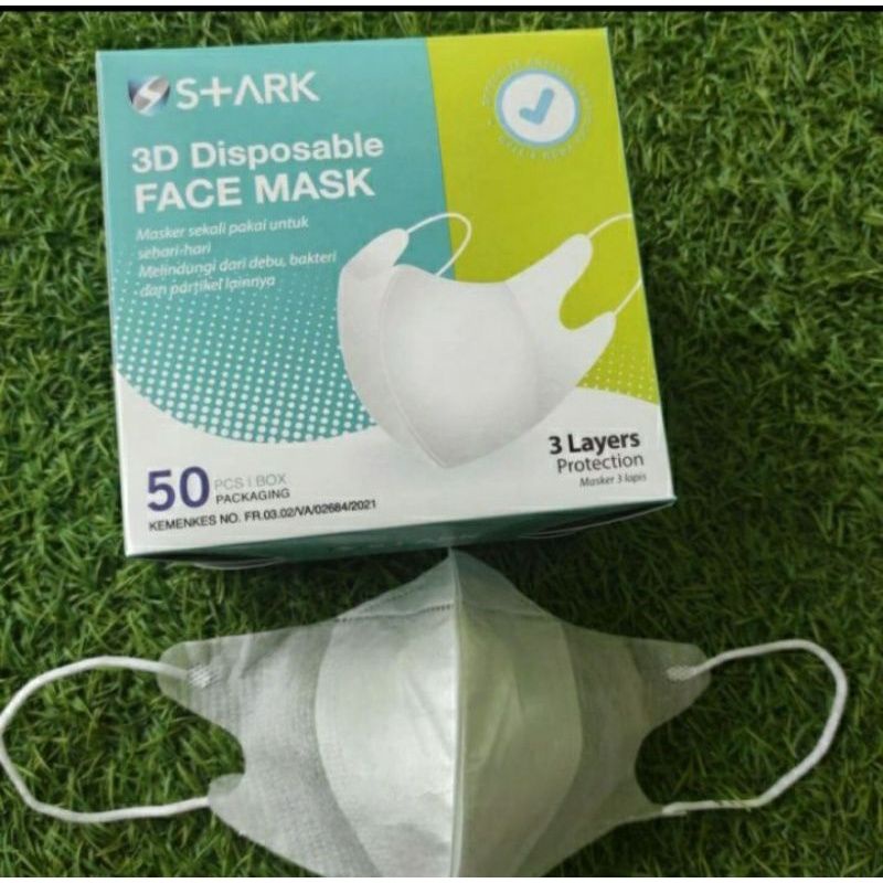 masker duckbill STARK 3PLY  isi 50 pcs putih dan hitam