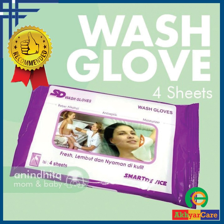 Waslap Antiseptik Wash Gloves Tissue Tissu Tisu Antiseptik Mandi SD