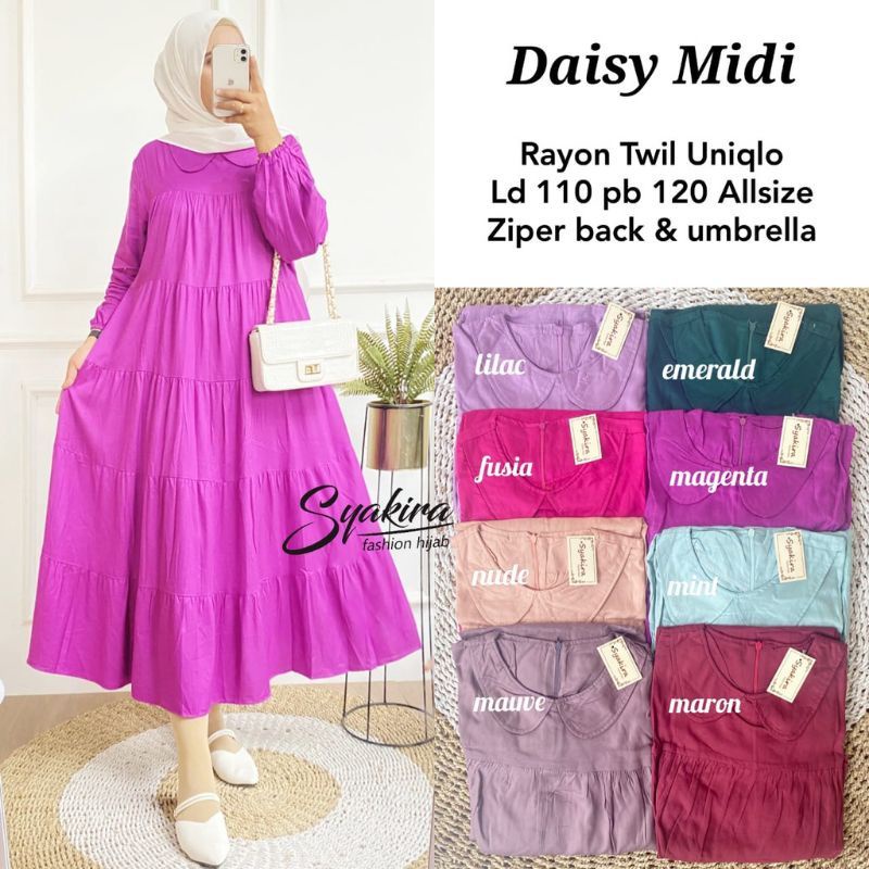 DAISY MIDI GAMIS TERBARU GAMIS REMAJA DRESS RAYON TWILL