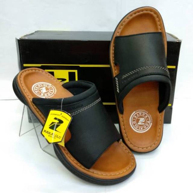 PAKALOLO 0873 HITAM ORIGINAL / Sandal Selop Pria Kulit Asli New/Arival
