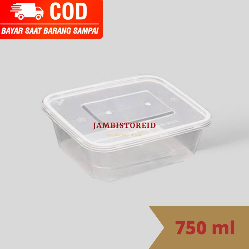 (JAMBISTOREID) Tempat Wadah Thinwall Medium Box Kotak Persegi 750ml 25pcs Plastik Mika Sedang Bekal 