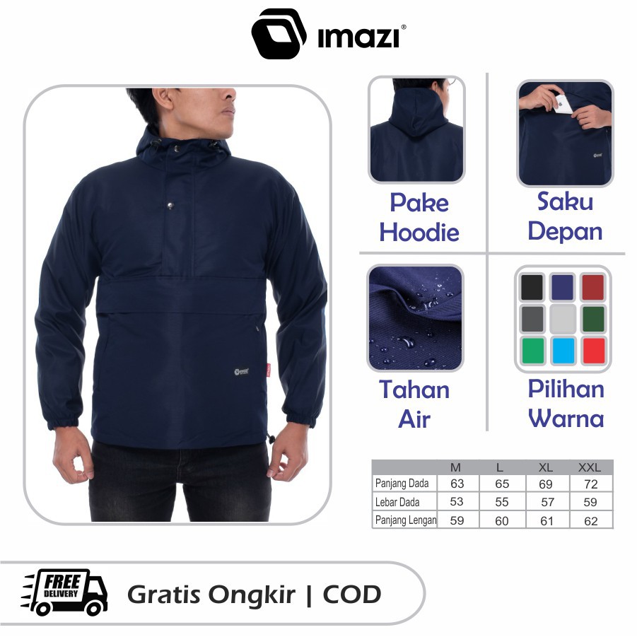 (JAKET ANTI AIR) Jaket Parasut Cougle Original Imazi Waterproof Navy