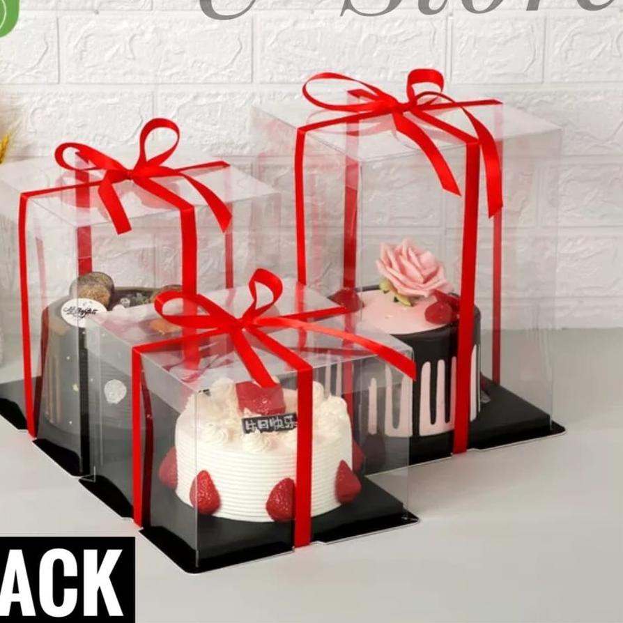 

™ Cake Box Mika Dus Kue Kotak Kue 22x22 cm Tutup Transparant PET ❆