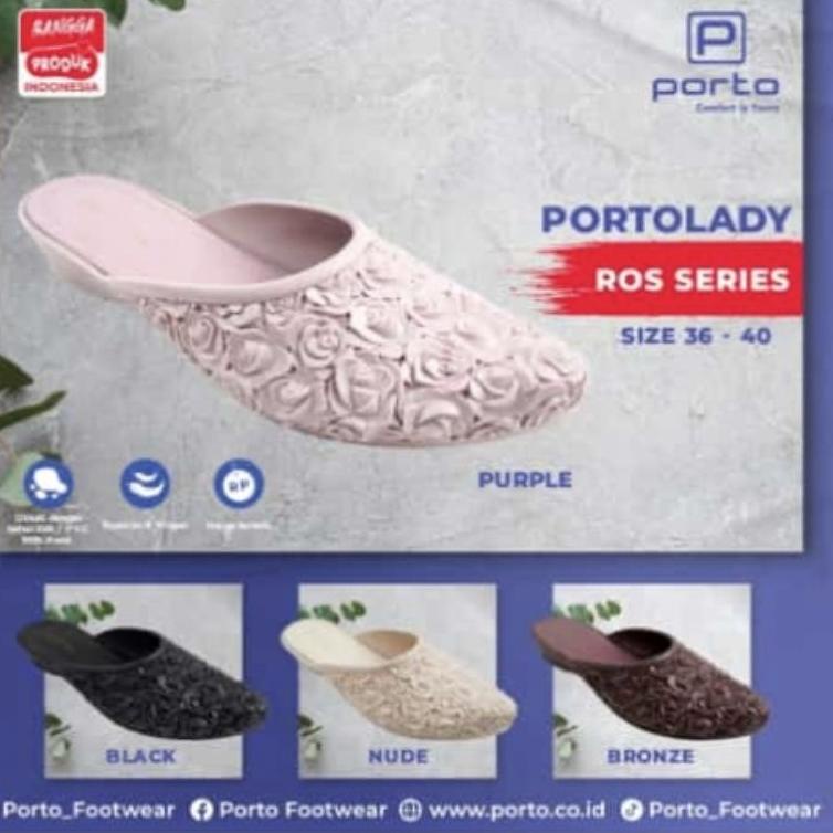 "PKR. 310179" Sandal slip-on wanita Porto lady rose || Sandal selop wanita