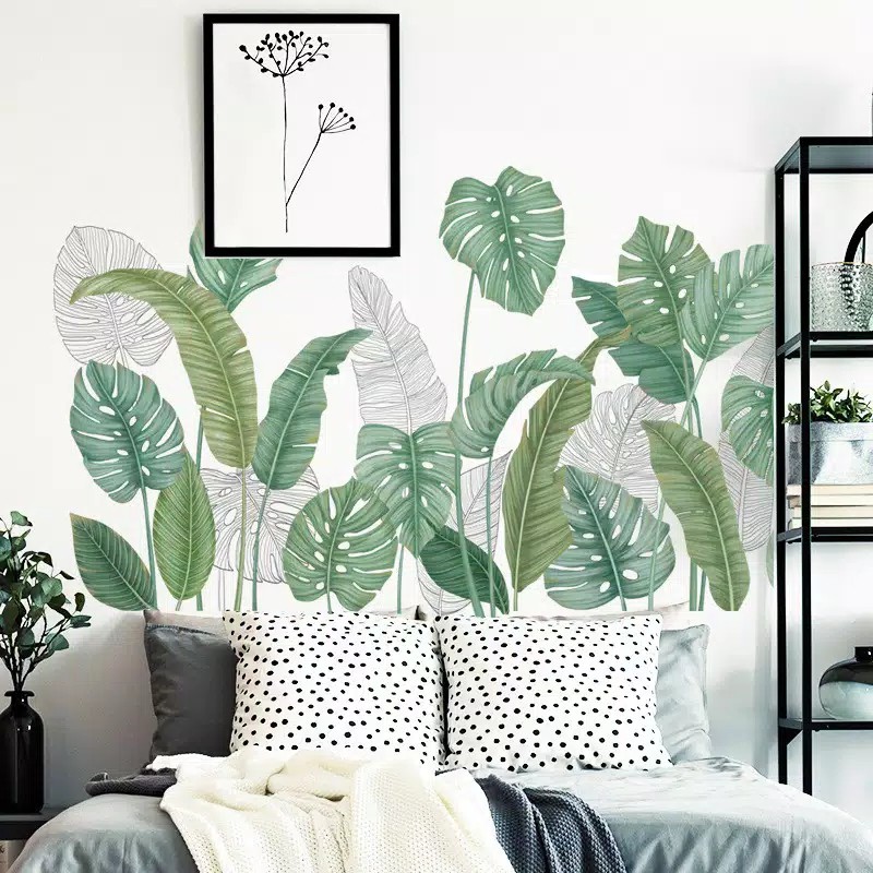 WALL STICKER STIKER Q 45 DINDING WALLSTICKER WALLSTIKER DAUN KAKTUS DAUN PALEM HIJAU MONSTERA LEAF UNTUK CAFE DEKORASI RUMAH RUANG TIDUR TAMU WALLPAPER PINTU JENDELA KACA KAMAR MANDI KERAMIK LEMARI KRAMIK HIASAN DAPUR TANGGA WALPAPER TAMAN 3D TROPICAL