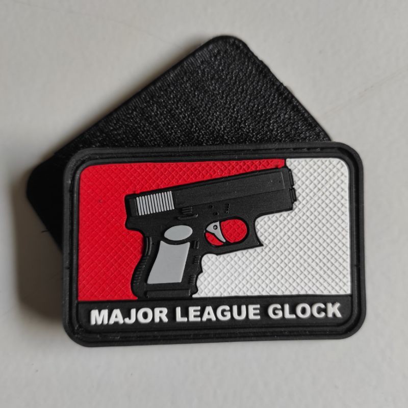 PATCH RUBBER LOGO GLOCK DASAR MERAH PUTIH/TEMPELAN EMBLEM KARET VELCRO TACTICAL