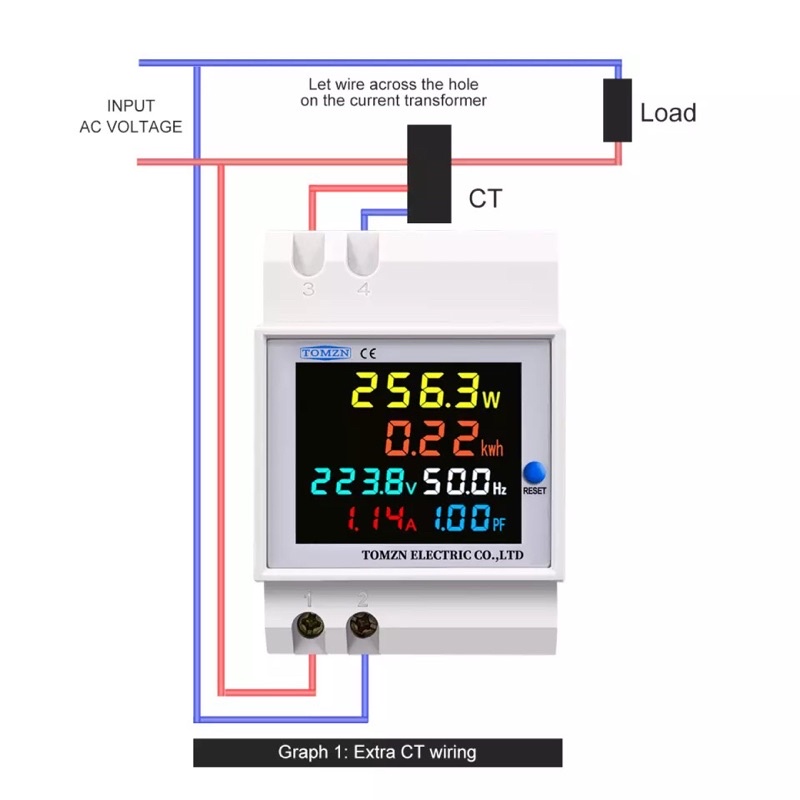 Voltmeter watt meter 220V 380V 100A KWH Meteran Frekuensi VOLT AMP 6IN1 Monitor