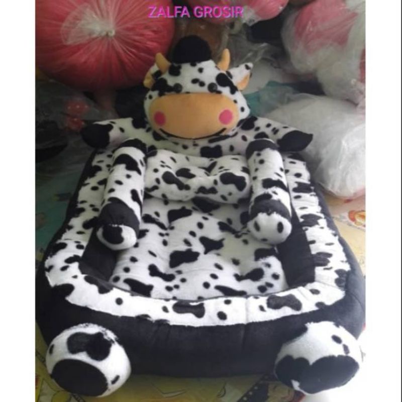 KASUR BAYI SET BANTAL DAN GULING KARAKTER SAPI BELANG