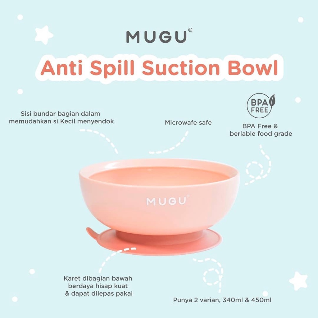 MUGU Suction Bowl Mangkok Makan Bayi Anak Anti Tumpah