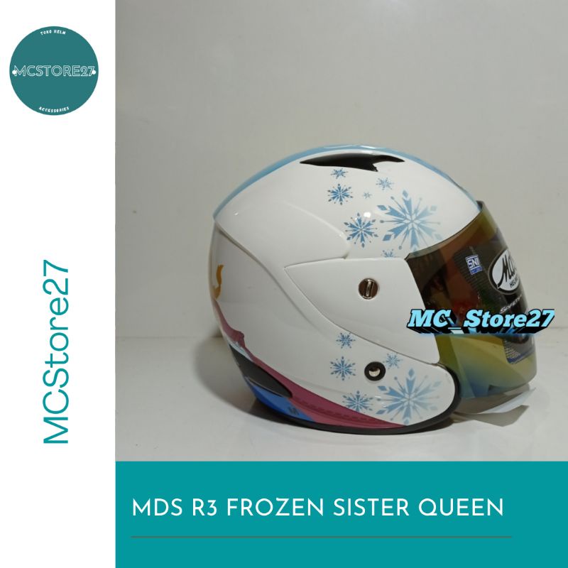 PROMO HELM HALF FACE MDS R3 FROZEN SISTER QUEEN MURAH