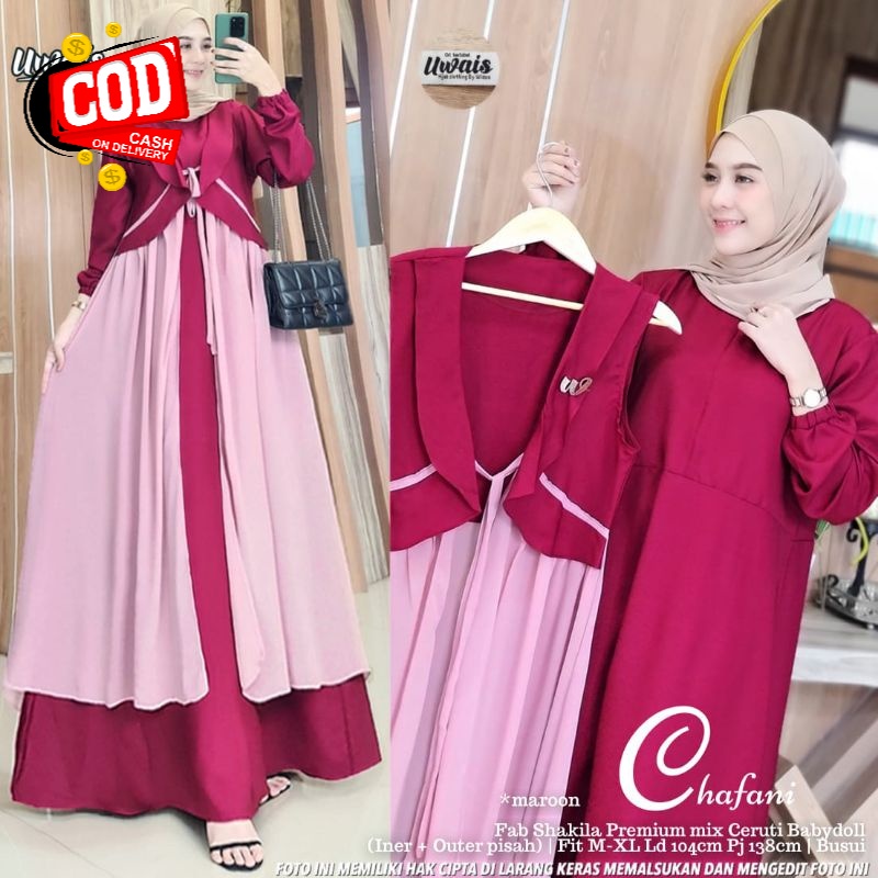 CHAFANI MAXY BY UWAIS Gamis Dress Maxi Setelan Wanita Terbaru Original BY Uwais