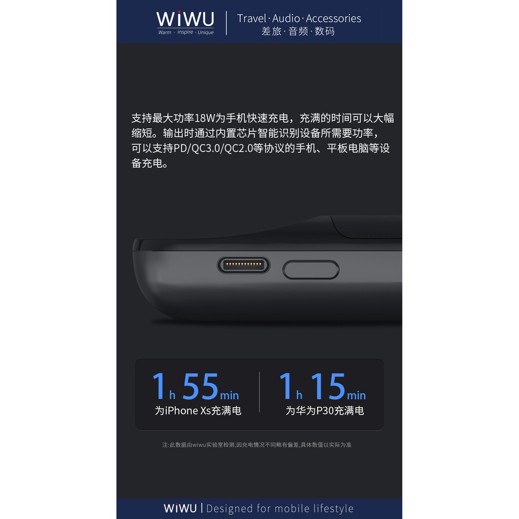 WIWU PD POWERBANK W2 - PD 18W Powerbank 10000mAh and Wireless Charging - Powerbank &amp; Wireless Charge