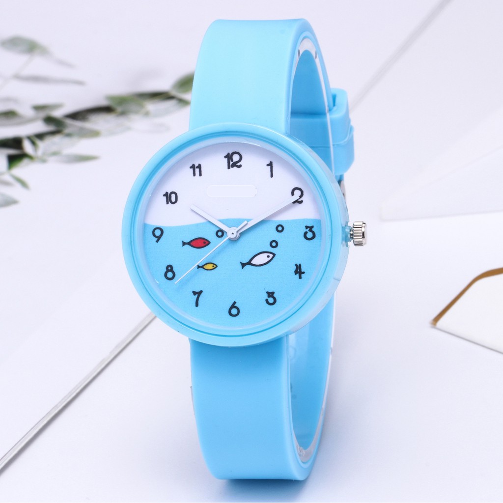 ✅ COD KUMA Jam Tangan Quartz Analog Korea Strap Silikon Warna Permen Wanita/ Jam Tangan Motif Kartun