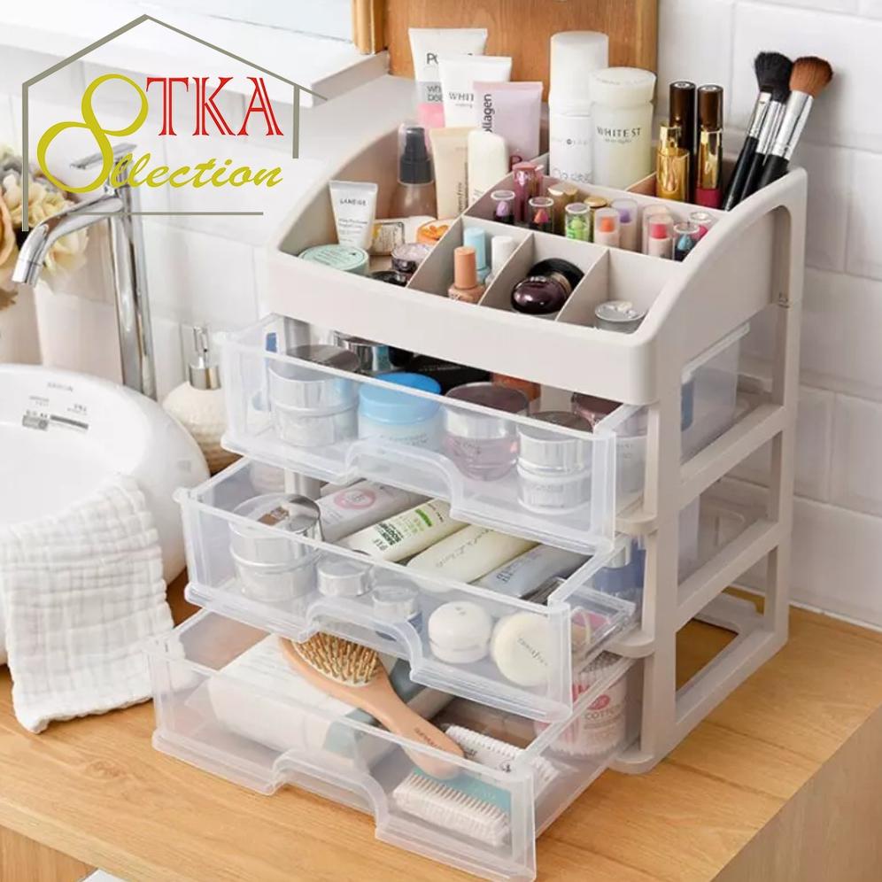 RAK KOSMETIK 3 LACI, RAK KOSMETIK 3 LACI SUSUN, RAK KOSMETIK SUSUN 3 LACI MURAH PLASTIK, RAK KOSMETI