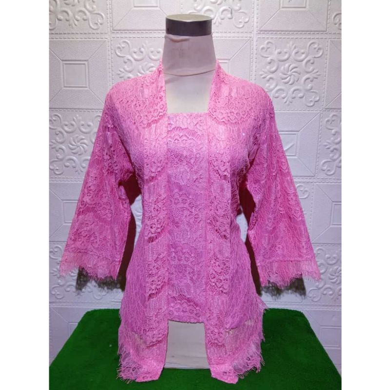 Realpict kebaya atasan kutubaru brukat lengan 7/8 kutubaru brukat hijau sage//kebaya brukat modern
