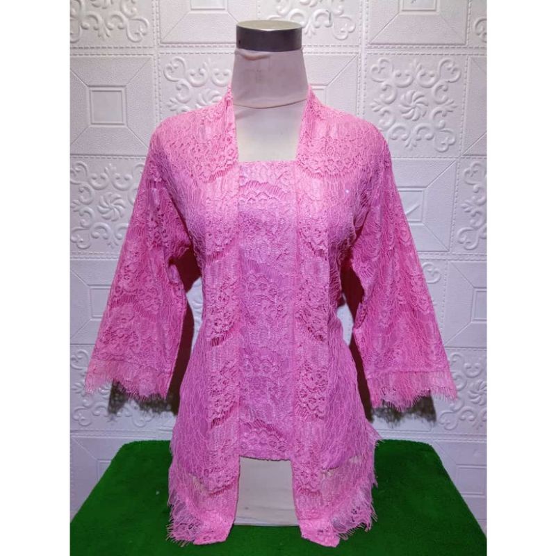 Realpict kebaya atasan kutubaru brukat lengan 7/8 kutubaru brukat hijau sage//kebaya brukat modern