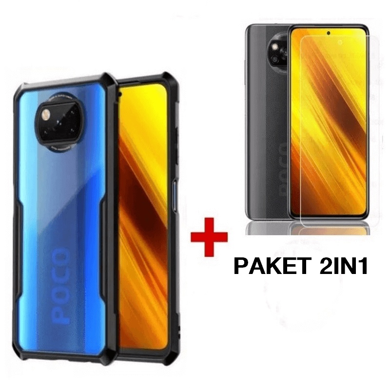 PROMO 2in1 Poco X3 Pro/Poco X3 NFC/Poco M3 Pro/Poco M5s Case Armor + Tempered Glass Layar