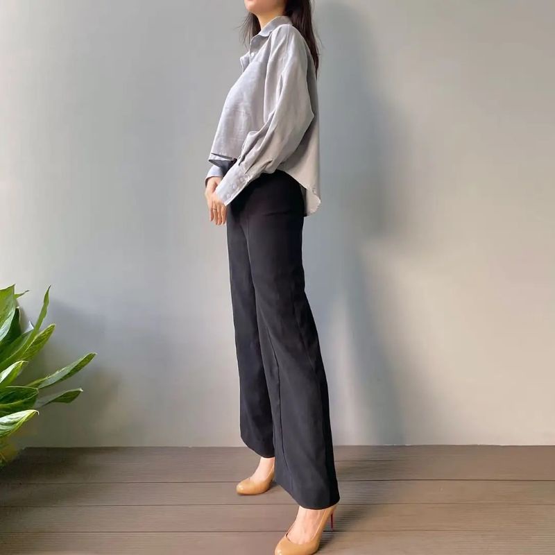 Davi Linen Shirt Kemeja Crop Linen Pocket Wanita Oversize Crop