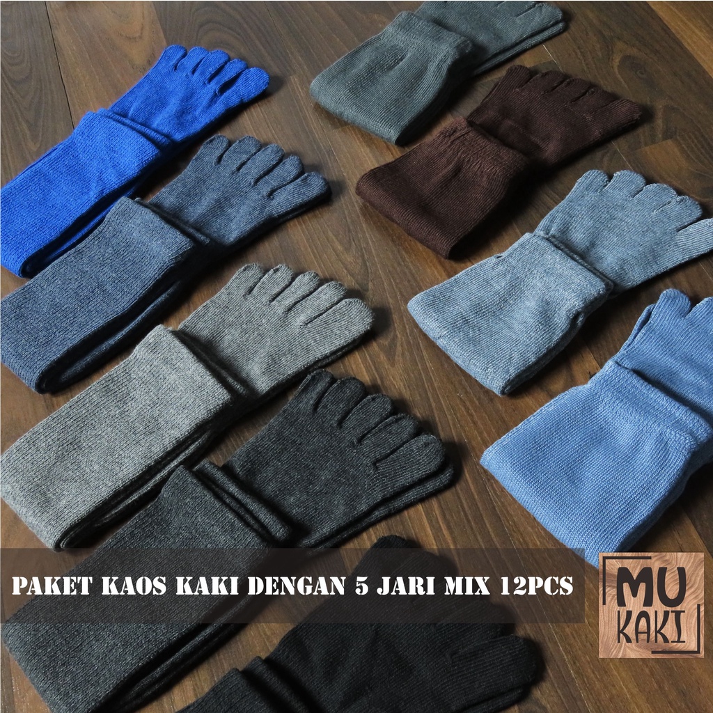 Paket Kaos kaki Pria 5 Jari / Kaos kaki kantor 5 Jari Mix 12pcs Mukaki