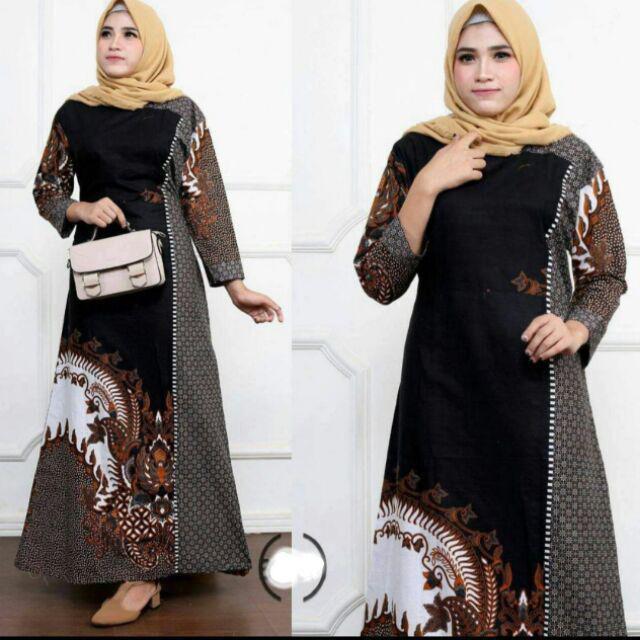 Gamis Batik (cod) Manggar Gamis Batik Pesta Model Terbaru 2020