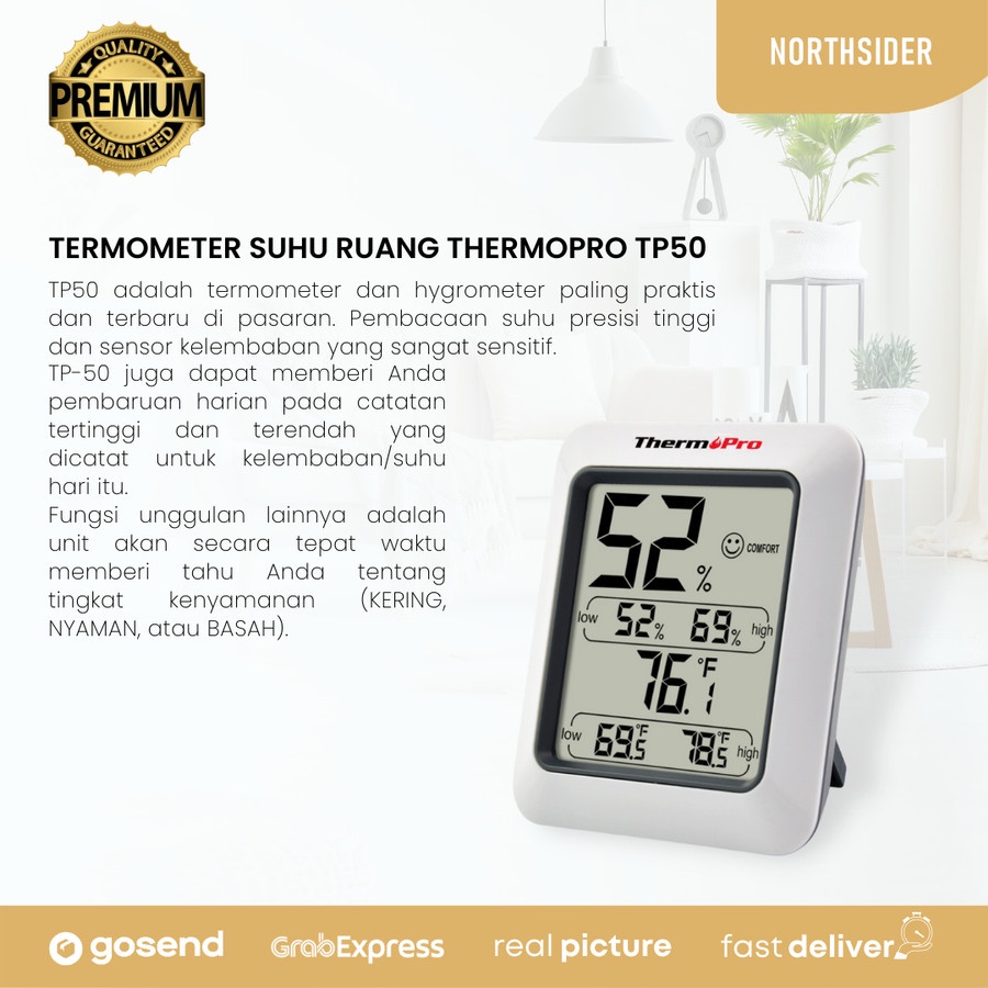 THERMOMETER HYGROMETER HUMIDITY | TERMOMETER SUHU RUANG THERMOPRO TP50