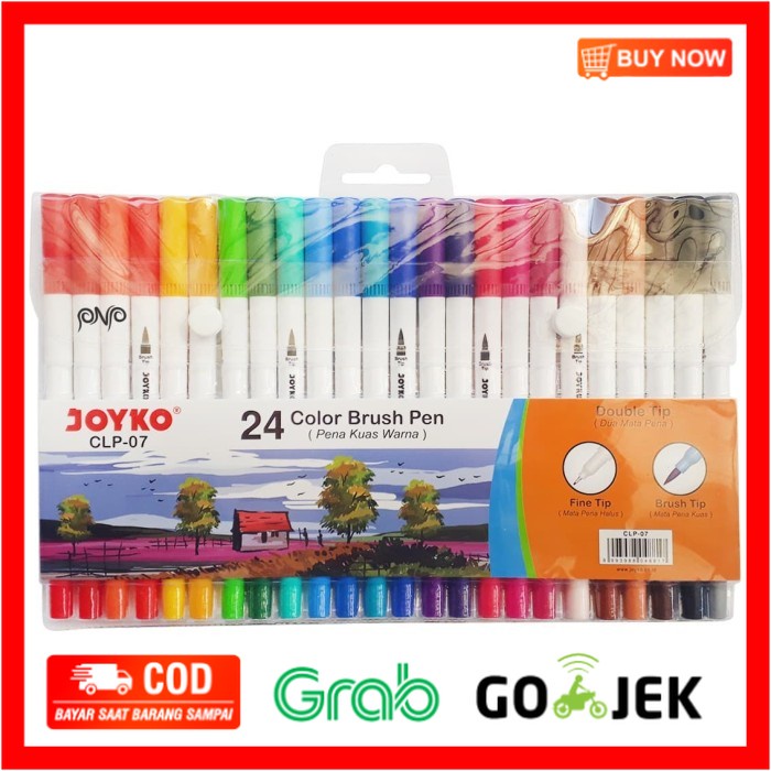 

(BISA COD) Joyko Brush Pen Colour Dual Tip Spidol Set 24 Warna CLP-07