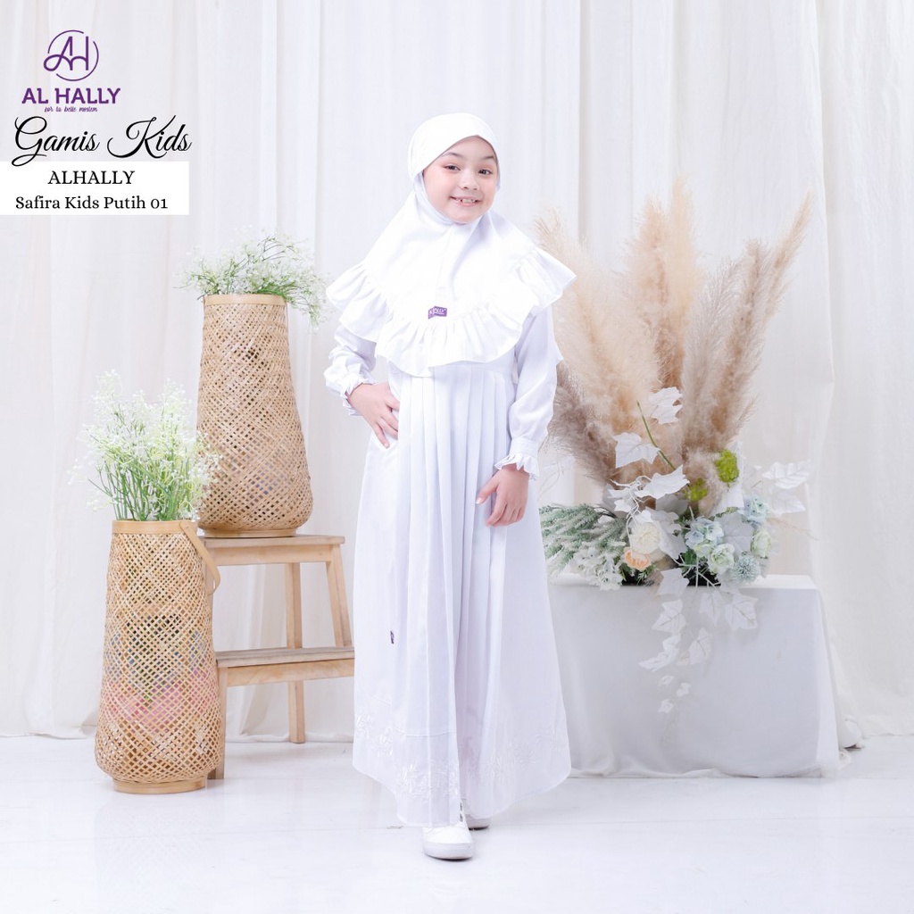 GAMIS PUTIH ANAK ALHALLY SAFIRA KIDS 01 PUTIH