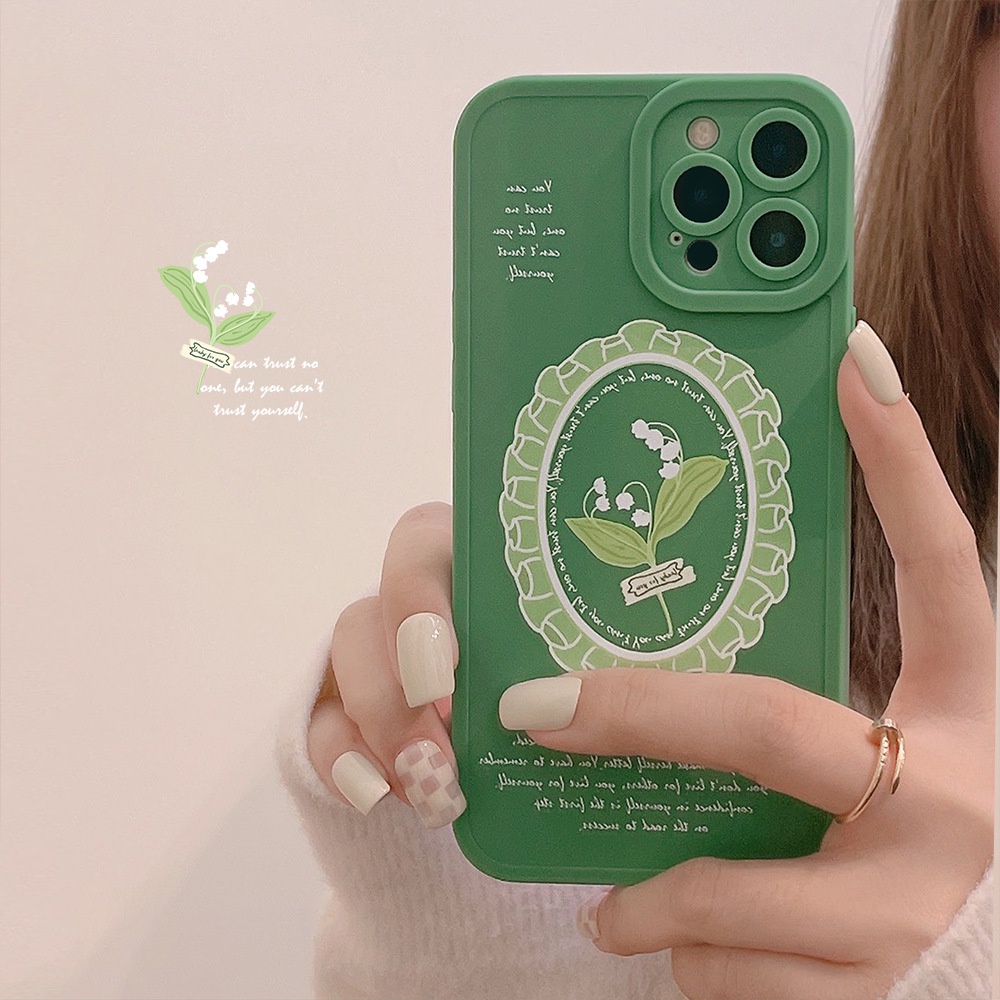 Case Pelindung Motif Bunga Lily Hijau Untuk Iphone 7 8 PLUS X XR XS 11 12 13 Mini PRO MAX SE 2020