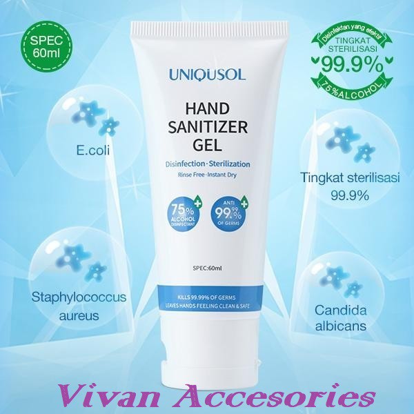 Hand Sanitizer Gel 60ml UNIQUSOL HS004 Level Of Starilization 99.9%