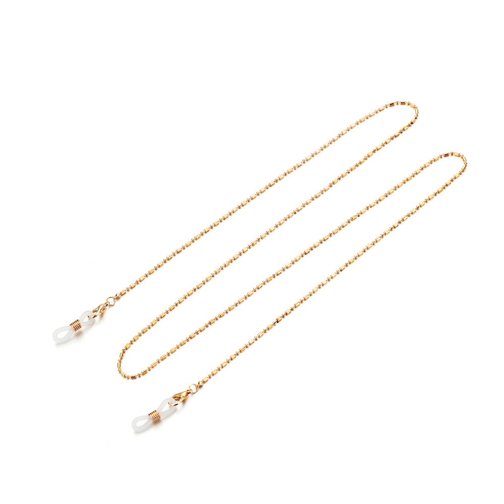 Pistachio Tali Lanyard Holder Kacamata Baca Hias Mutiara Anti Hilang Untuk Pria / Wanita-YJ-23 Gold