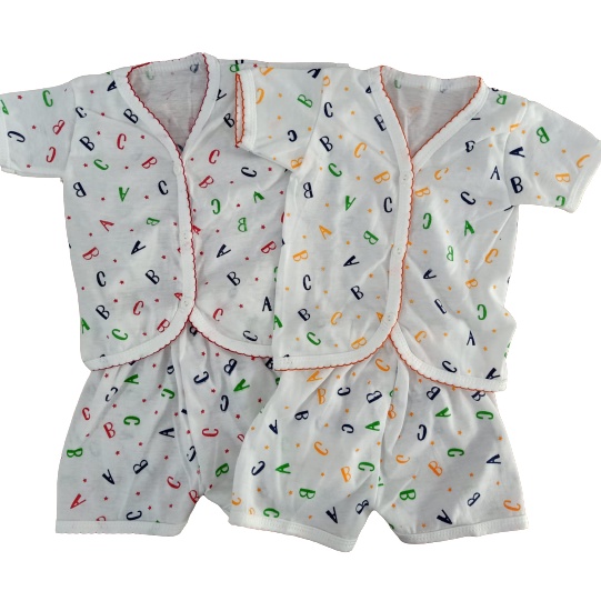 SETELAN BABY NEWBORN / BAJU CELANA BAYI PIKO FULLPRINT LENGAN PENDEK MOTIF ABC