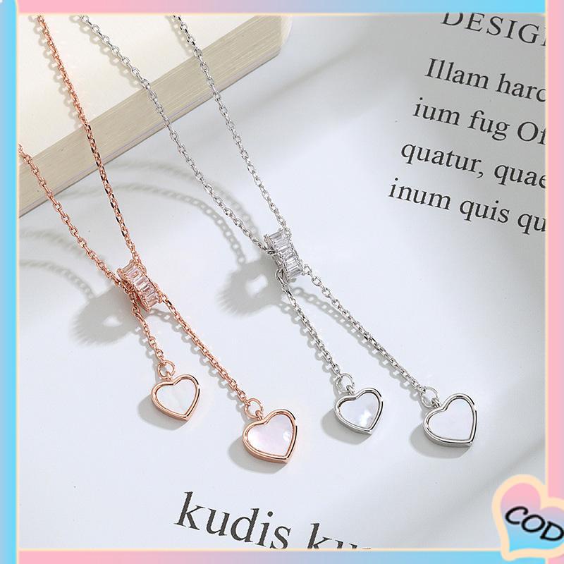 COD❤️ Shell Liontin Cinta Kalung Gadis Rumbai Cahaya Mewah Niche Design Aksesoris High-end-A.one