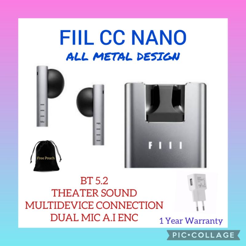 Jual Fiil CC Nano TWS Earphone Earbud Bluetooth 5.2 Dual Mic AI ENC