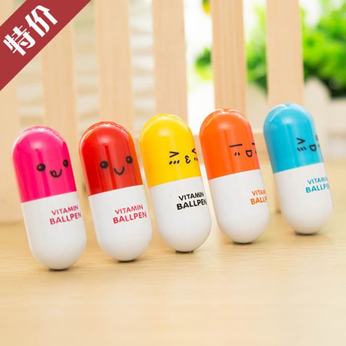 Bolpoin Kapsul Vitamin pulpen unik lucu cocok untuk souvenir